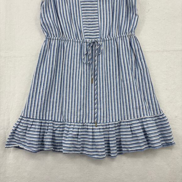 Draper James RSVP Dress Womens Size L Blue Stripe Linen Blend Lined Sundress - Picture 7 of 13